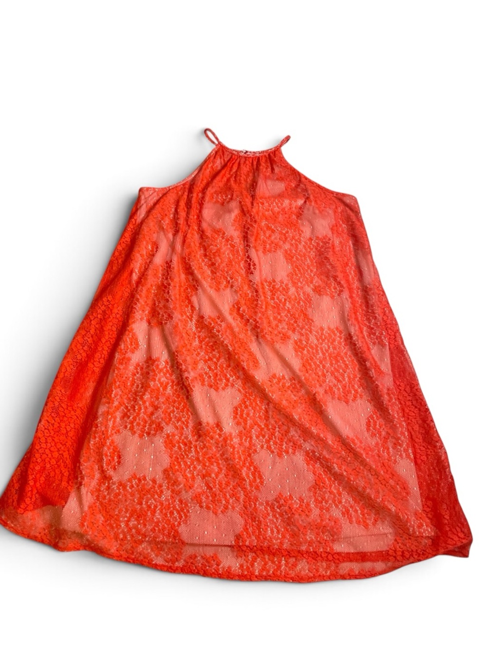 New York & Company Red Lace Midi Dress large